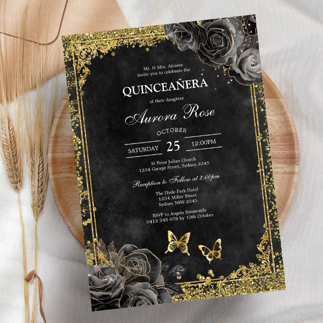 Modern Rustic Floral Quinceanera Invitation (Creator Uploaded)