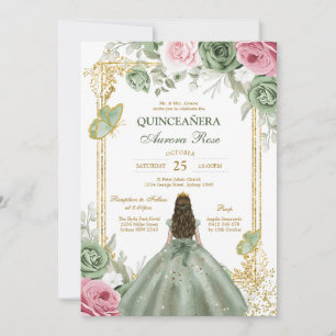 Modern Rustic Floral Quinceanera Invitation
