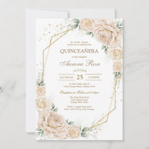 Modern Rustic Floral Quinceanera Invitation