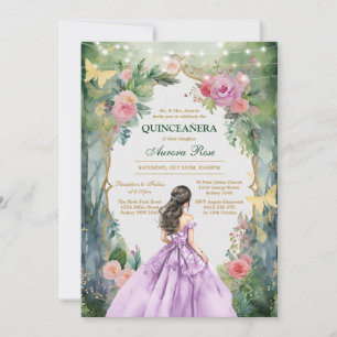 Modern Rustic Floral Quinceanera Invitation