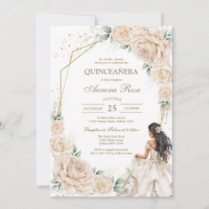 Modern Rustic Floral Quinceanera Invitation