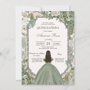 Modern Rustic Floral Quinceanera Invitation