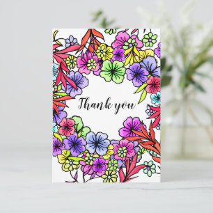 Modern rustic floral thank you card for her