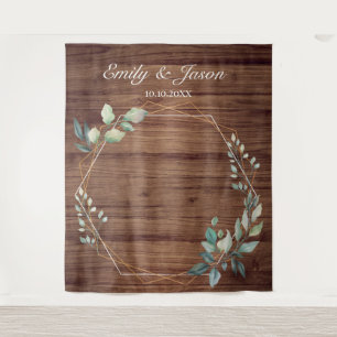 Modern Rustic Floral Wedding Backdrop Tapestry