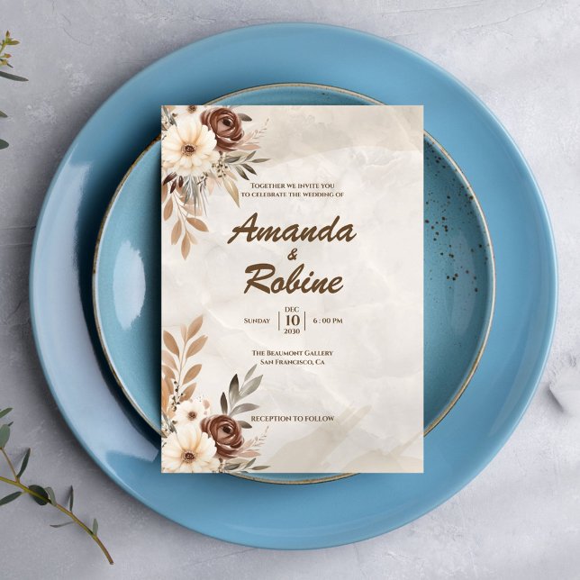 Modern Rustic Floral Wedding Invitation (Creator Uploaded)