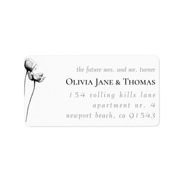 Modern Rustic Floral Wedding Return Address Label (Front)