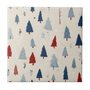 Modern Rustic Forest Tree Pattern Tile
