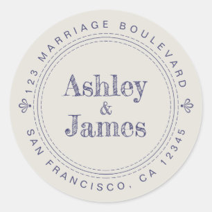 Modern Rustic Future Mr Mrs Wedding Return Address Classic Round Sticker