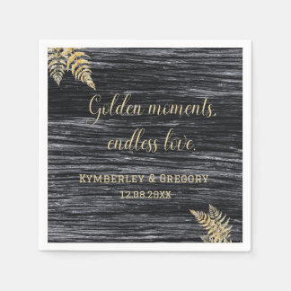 Modern Rustic Golden Moments Endless Love Wedding Napkin