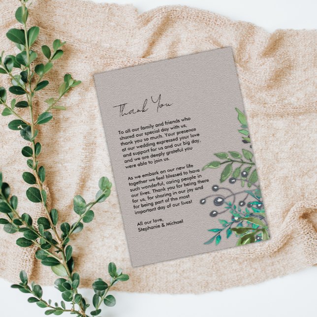 Modern Rustic Greenery Wedding  Thank You Card (Creator Uploaded)
