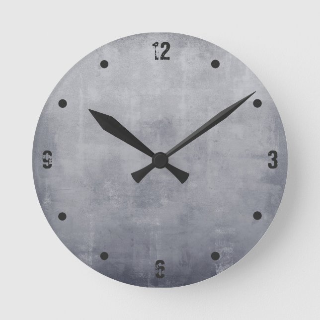 Modern rustic Grey abstract Round Clock (Front)