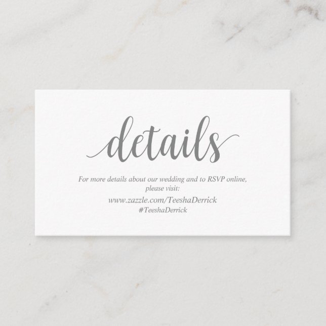 Modern Rustic, Grey colour, Wedding Details Enclosure Card (Front)