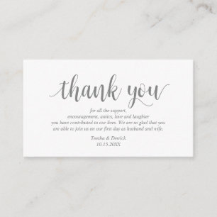 Modern Rustic, Grey colour, Wedding Thank you Enclosure Card