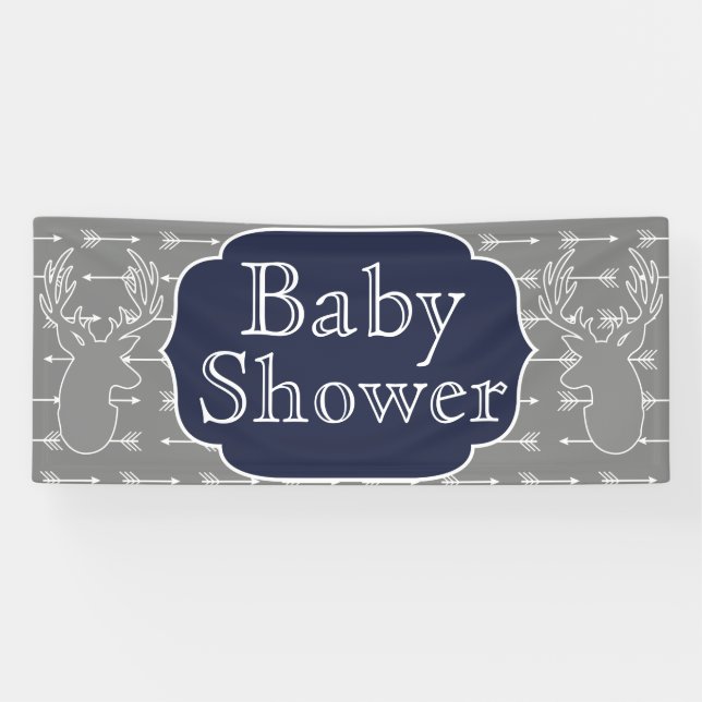 Modern Rustic Grey Deer & White Arrows Banner (Horizontal)