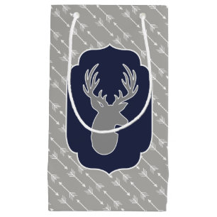 Modern Rustic Grey Deer & White Arrows Small Gift Bag