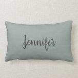 Modern Rustic grey green burlap monogram name Lumbar Cushion<br><div class="desc">Modern rustic chic faux burlap grey green monogrammed name pillow.
You can easily change the text.</div>
