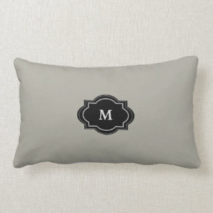 Modern Rustic Grey Green Monogram Throw Pillow