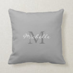 Modern rustic Grey personal monogram name Cushion<br><div class="desc">Modern rustic Grey personal monogram name throw pillow.
You can add your own name and monogram.</div>