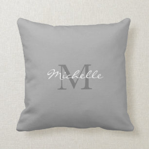 Modern rustic Grey personal monogram name Cushion