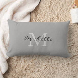 Modern rustic Grey personal monogram name Lumbar Cushion