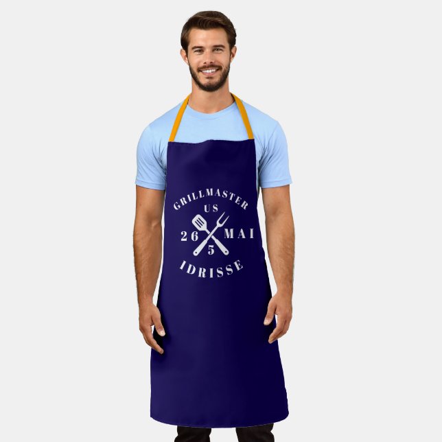 Modern Rustic GRILLMASTER Custom Cool Adult Apron (Worn)