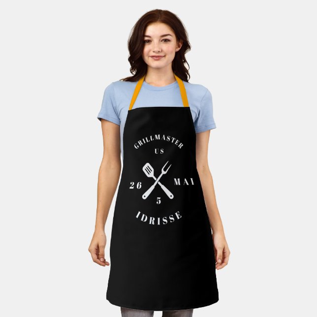 Modern Rustic GRILLMASTER Custom Cool Adult Apron (Worn)
