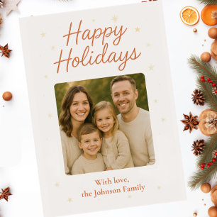 Modern Rustic Happy Holidays Photo Card