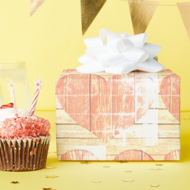 modern rustic heart wrapping paper (Birthday Party)