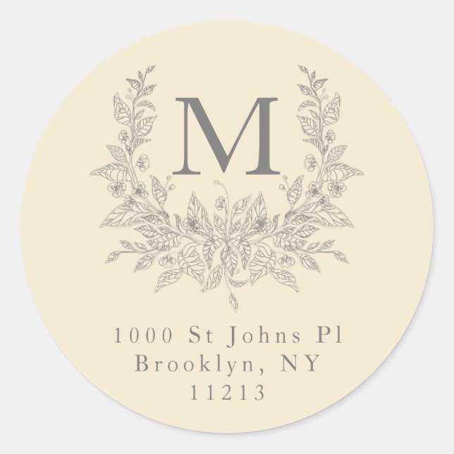 Modern Rustic holiday monogram Champagne Classic Round Sticker (Front)