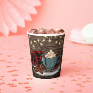 Modern Rustic Hot Cocoa Cosy Baby Shower Paper Cups
