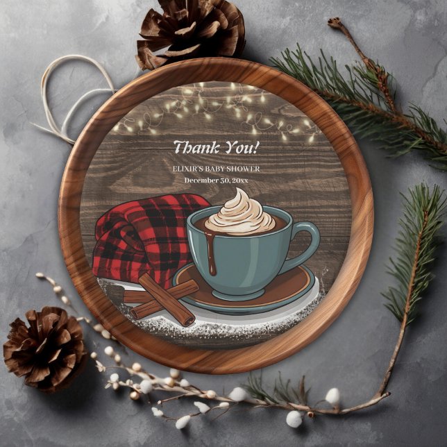 Modern Rustic Hot Cocoa Cosy Baby Shower Paper Plate (Creator Uploaded)