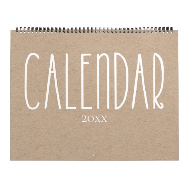Modern Rustic Kraft and White Calendar (Cover)