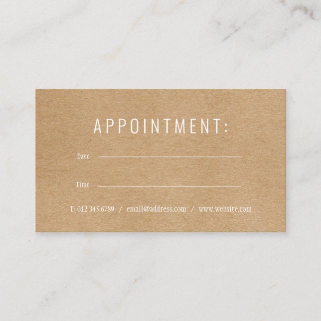 Modern Rustic Kraft Appointment Card (Front)