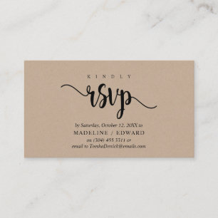 Modern Rustic Kraft, Black font, RSVP respond Enclosure Card