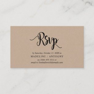 Modern Rustic Kraft, Black font, RSVP respond Enclosure Card