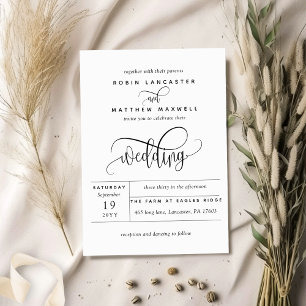 Modern Rustic Kraft, Elegant Modern Script Wedding Invitation