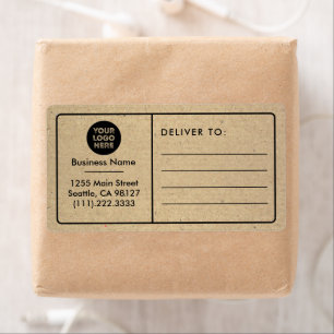Modern Rustic Kraft Small Business Logo Shipping