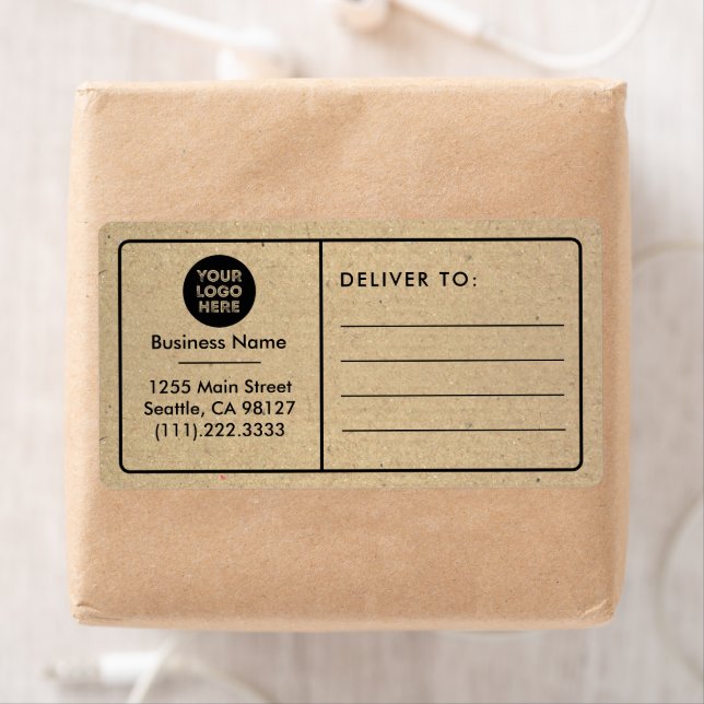 Modern Rustic Kraft Small Business Logo Shipping (Insitu)