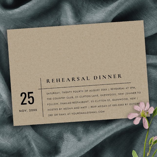 Modern Rustic Kraft Typography Rehearsal Dinner Invitation (Creator Uploaded)