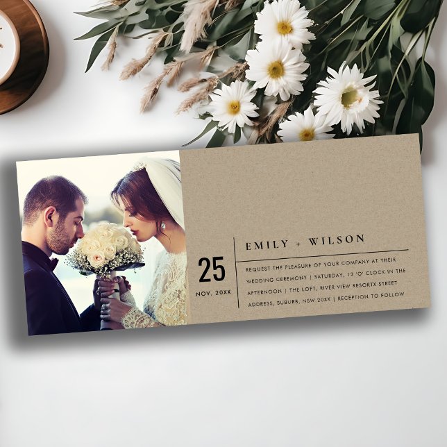 MODERN RUSTIC KRAFT TYPOGRAPHY WEDDING PHOTO INVITATION (Creator Uploaded)