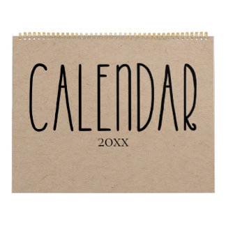 Modern Rustic Kraft with Black Calendar