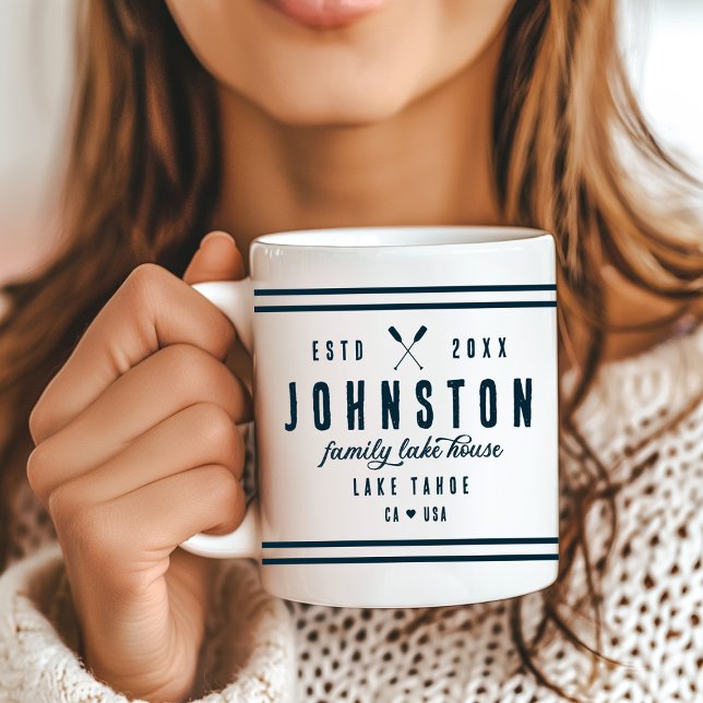 Modern Rustic Lake House | Navy White Coffee Mug (Creator Uploaded)