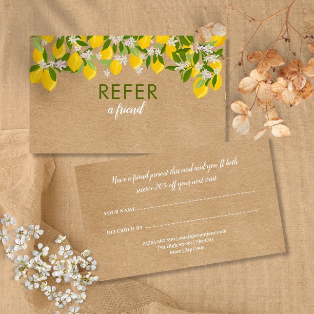 Modern Rustic Lemons Greenery Referral Card (Modern Rustic Lemons Greenery Referral Card)