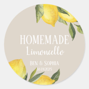 Modern Rustic Lemons Homemade Limoncello  Classic Round Sticker