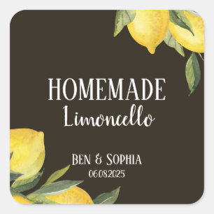 Modern Rustic Lemons Homemade Limoncello Square Sticker