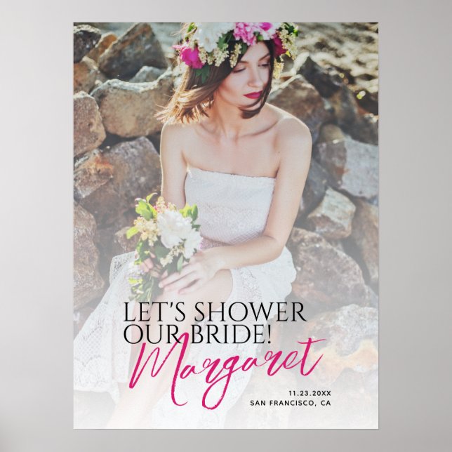 Modern Rustic Let's Shower Our Bride Welcome Sign (Front)