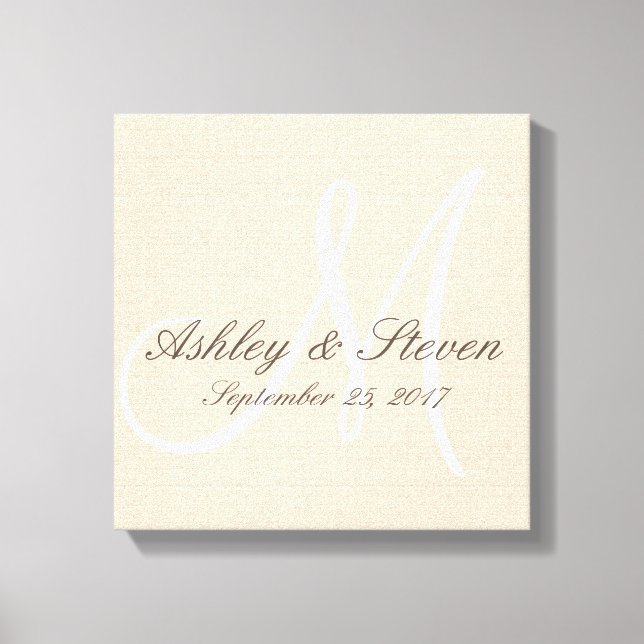 Modern Rustic Linen Monogram Canvas Print (Front)