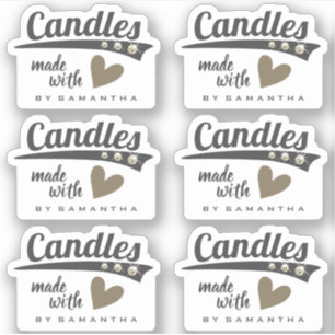 Modern Rustic Made with Love Brown Heart Candles