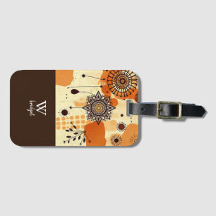 Modern Rustic Mandala Autumn Earthy Floral Luggage Tag