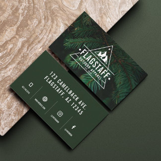 Modern Rustic Masculine Mountain Outdoor Goods Business Card
